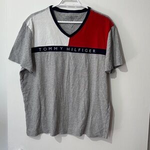 🎉4/30$🎉 Tommy Hilfiger (L) Red and Gray V-Neck Tee